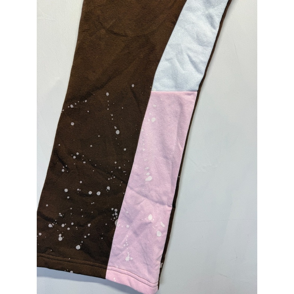 BoohooMAN Regular Gusset Sweatpants Mens Medium Chocolate Brown Paint Splatter - Picture 8 of 13